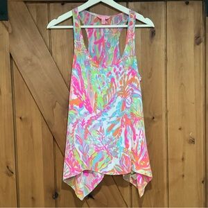 LILLY PULITZER SARINA RACERBACK TANK 100% SILK S